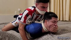 Two football player boyfriends are captured and tied and gagged together | PREVIEW Thumb