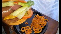 Jumbo Jack with Crispy Curly fries coated in my Cum for lunch! Thumb