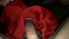 Horny sexy Indian bisexual gay shemale masturbation sex with red silk satin Thumb