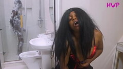 Rich man'_s wife squirt so much while she fucks herself with her big toy while watching her big  Thumb