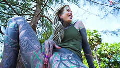 Naughty TATTOO model PUBLIC masturbation, Alternative teen ANAL SQUIRT outdoors, anal gape, prolapse Thumb