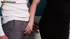 British cfnm dominas jerk sub in group during party Thumb