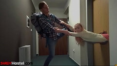 Blonde babe sucking and giving tugjob during hostel trio Thumb