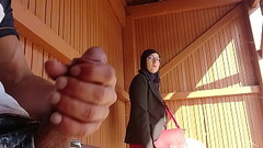 young boy shocks this muslim girl who was waiting for her bus with his big cock, OMG !!! someone sur Thumb