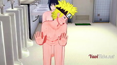Naruto Yaoi - Naruto &amp_ Sasuke Having Sex in School'_s Restroom and cums in his mouth and ass Thumb