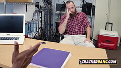 Horny Hunk is being fucked hard in doggystyle by big black cock at the office. Thumb