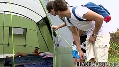 Young outdoor lovers threesome fucking in a camping tent Thumb