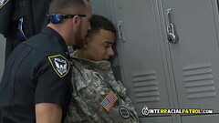 Phony soldier is taken to locker room by horny gay officers Thumb