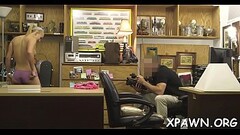 Young woman shows us how that babe has some sex in shop room Thumb