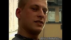 Twink cigar smoker wanks his shaved cock and jizzes solo Thumb