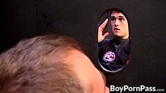 Horny dudes jerking off their dicks in a glory hole session Thumb